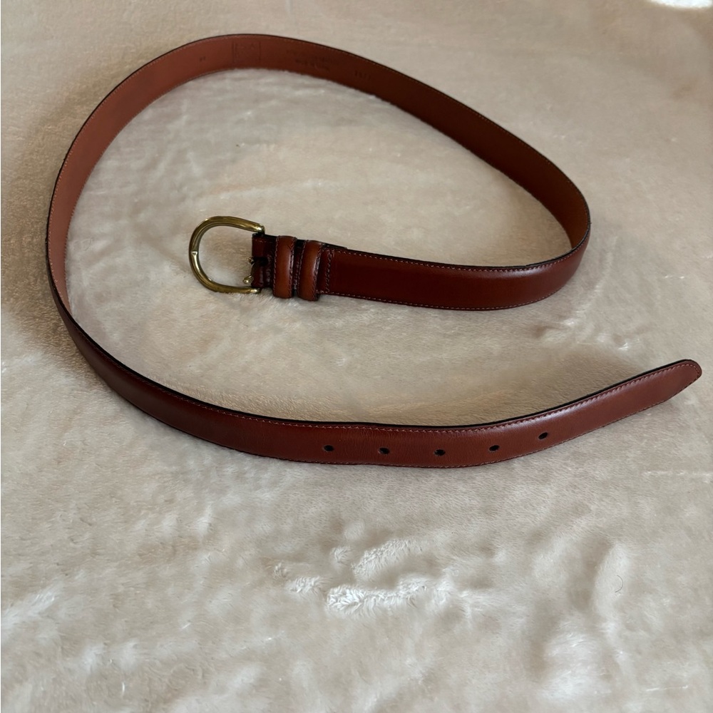 Jos. A. Bank Tan Leather Belt with Gold Buckle